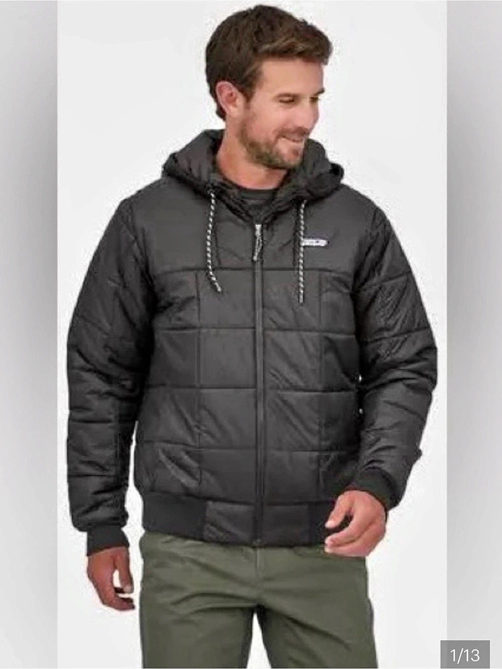 Patagonia Box Quilted Hoody Men's Black Puffer Jacket Size Small